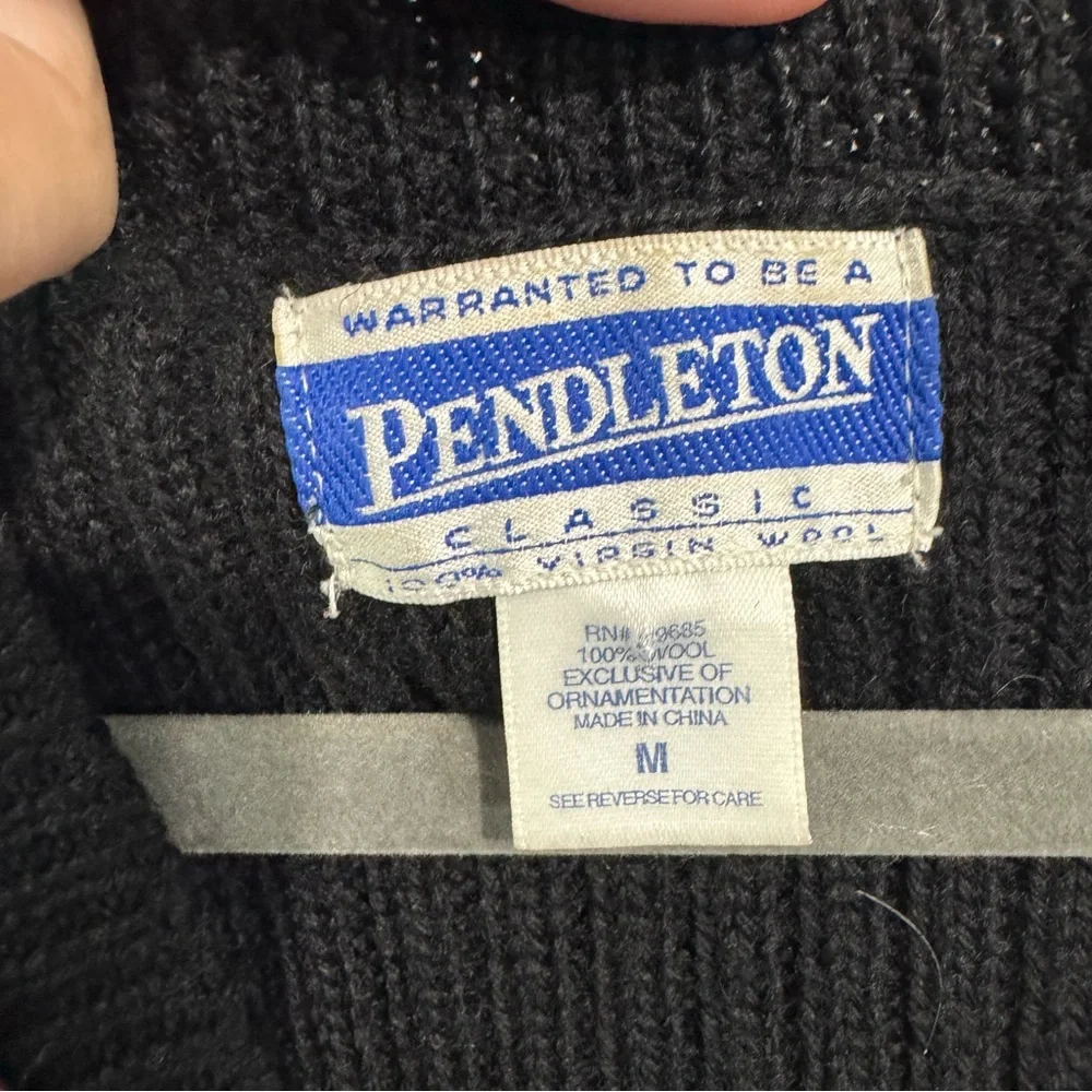 Pendleton Women's Black V-Neck Sweater Vest wool Christmas medium vintage - Picture 2 of 5